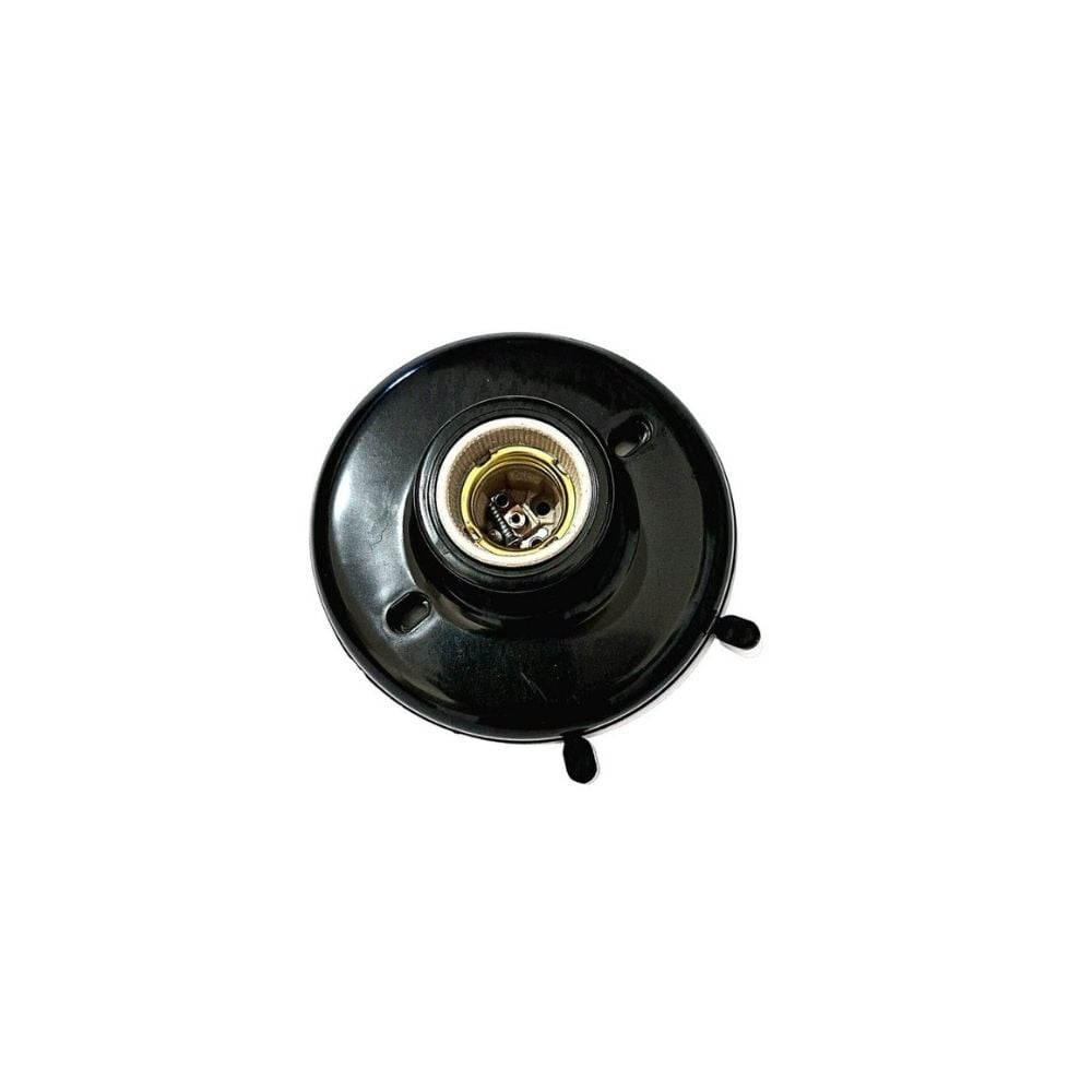 Plafon Elite Energia Bocal Soquete Porcelana Redondo Preto | 8-248